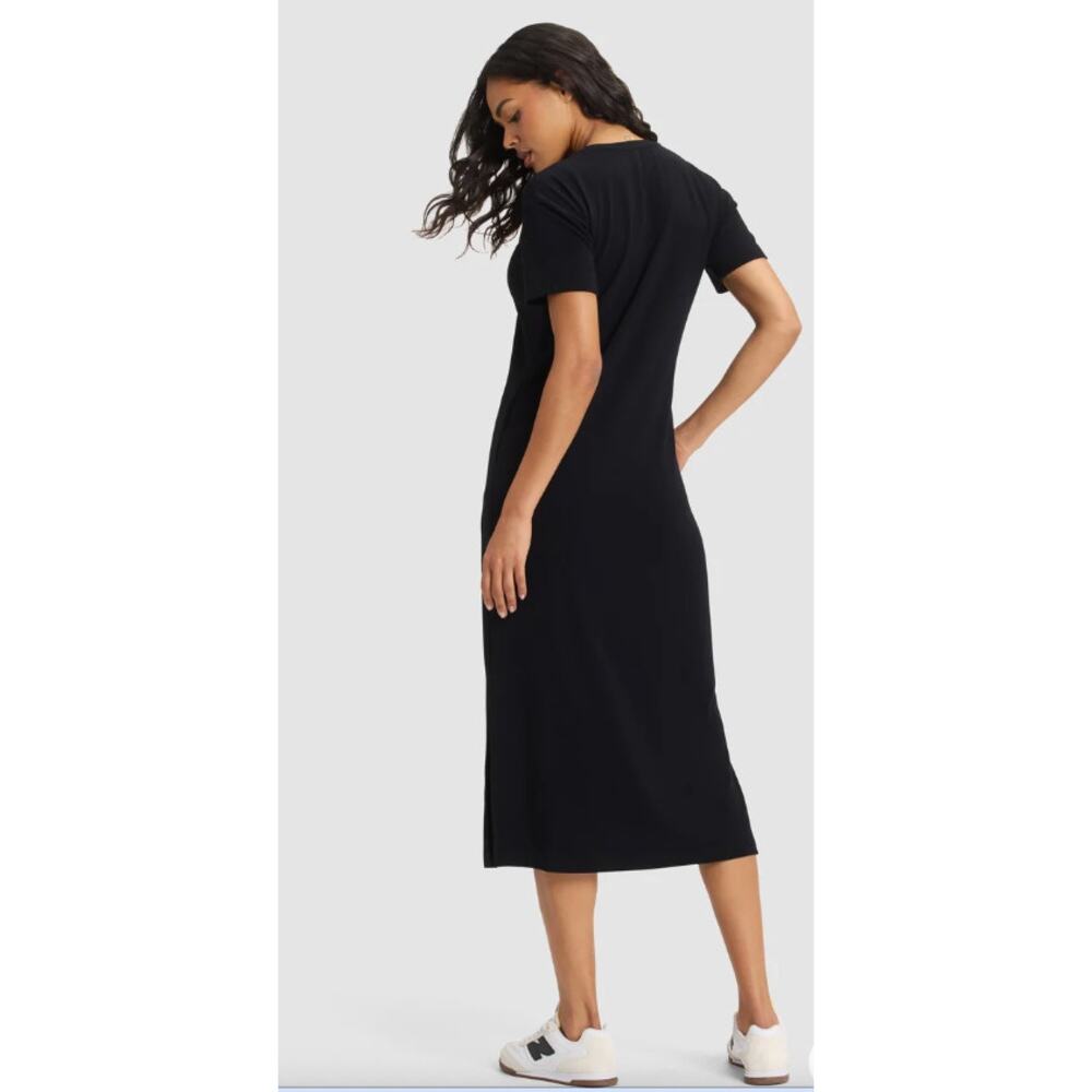 New Cozy Earth Women's Brushed Bamboo Midi Dress Medium Black - Picture 4 of 7